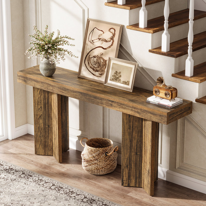 Console 63 po, table d'entrée en bois