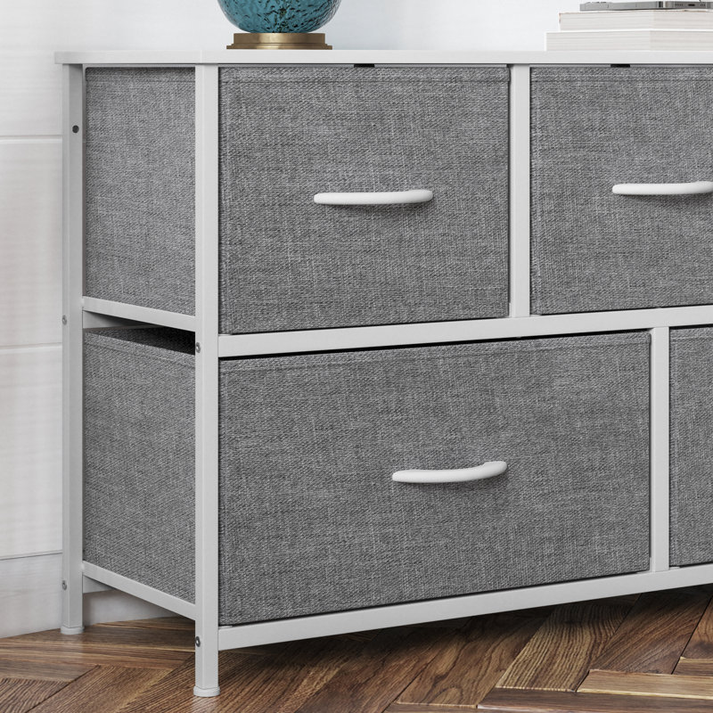 Kathiria 39.4"W 5 Drawer Small Dresser, Kid Dresser, Gray