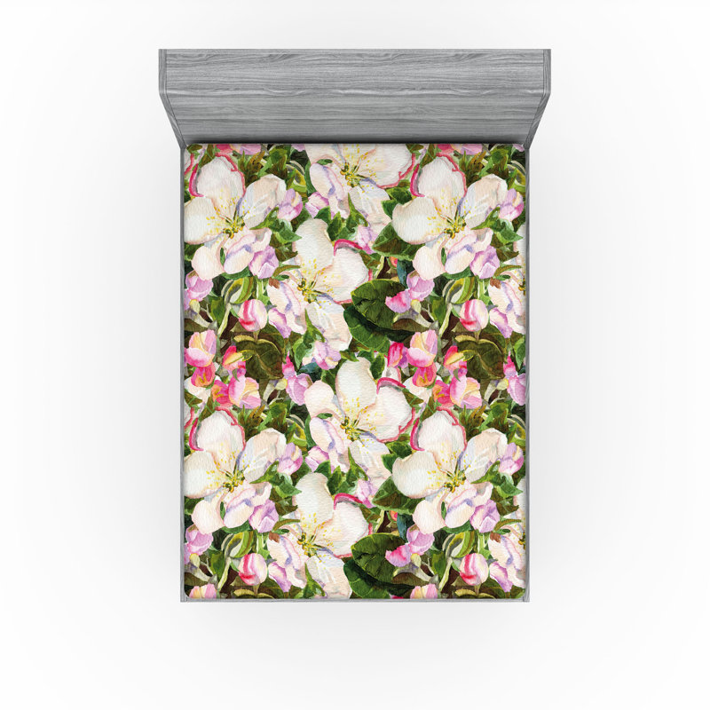 Drap-housse Ambesonne, Drap-housse très grand californien, Vert forêt, coquille d'œuf / floral