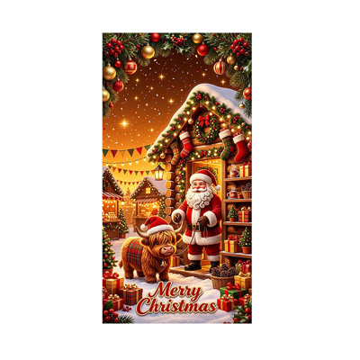 Christmas Door Tapestry Xmas Front Door Hanging Decor Holiday Party Cloth Door Curtain for Home Front Door Bedroom Wall Indoor Xmas Christmas Decorations Gifts