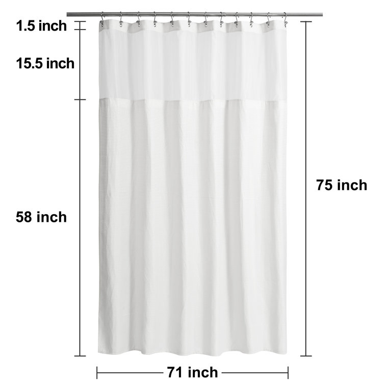 Shower Curtain with Snap in Liner 71x77 Inch Waffle Pattern Fabric Water  Repellent
