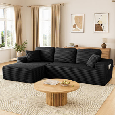 Canapé moderne modulaire en velours côtelé de 108 pouces avec design en forme de L