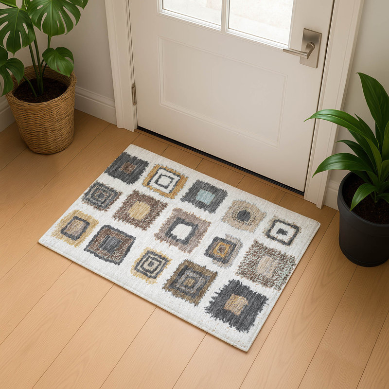 Premium Machine Washable Ariel Geometric Rug, Rectangle 1'8" x 2'6"