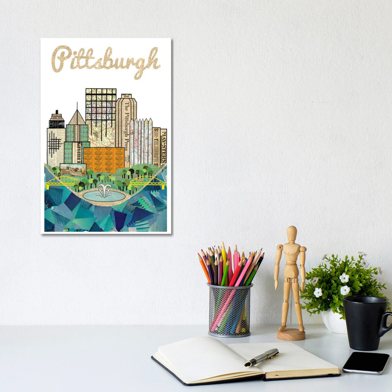 «Pittsburgh Vertical Skyline» par Paper Cutz, impression sur toile tendue, H 12 po x l 8 po x P 0,75 po