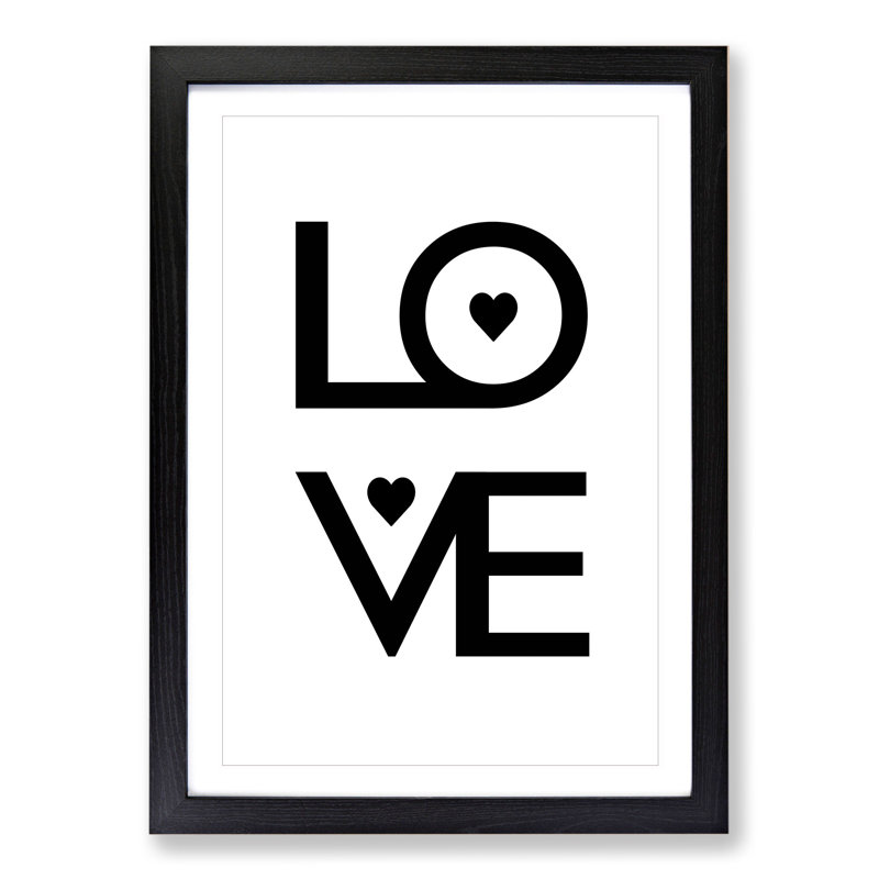 Love Heart - Picture Frame Typography, 36cm H x 27cm W x 2cm D, Black Framed