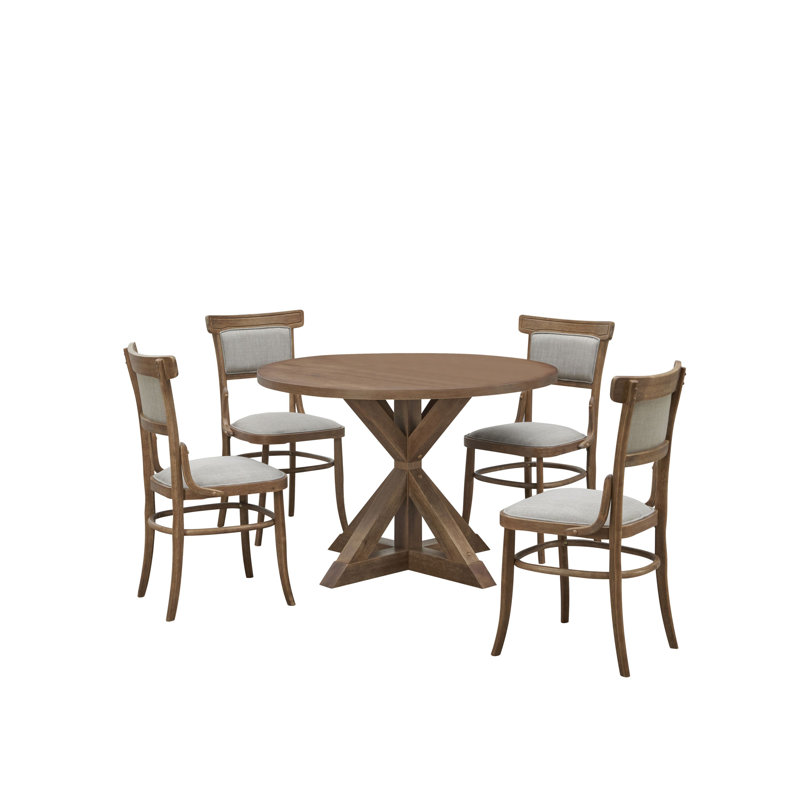 Diana Dining Table With 4 Dining Chairs, Vintage Honey, Linen/Vintage Honey