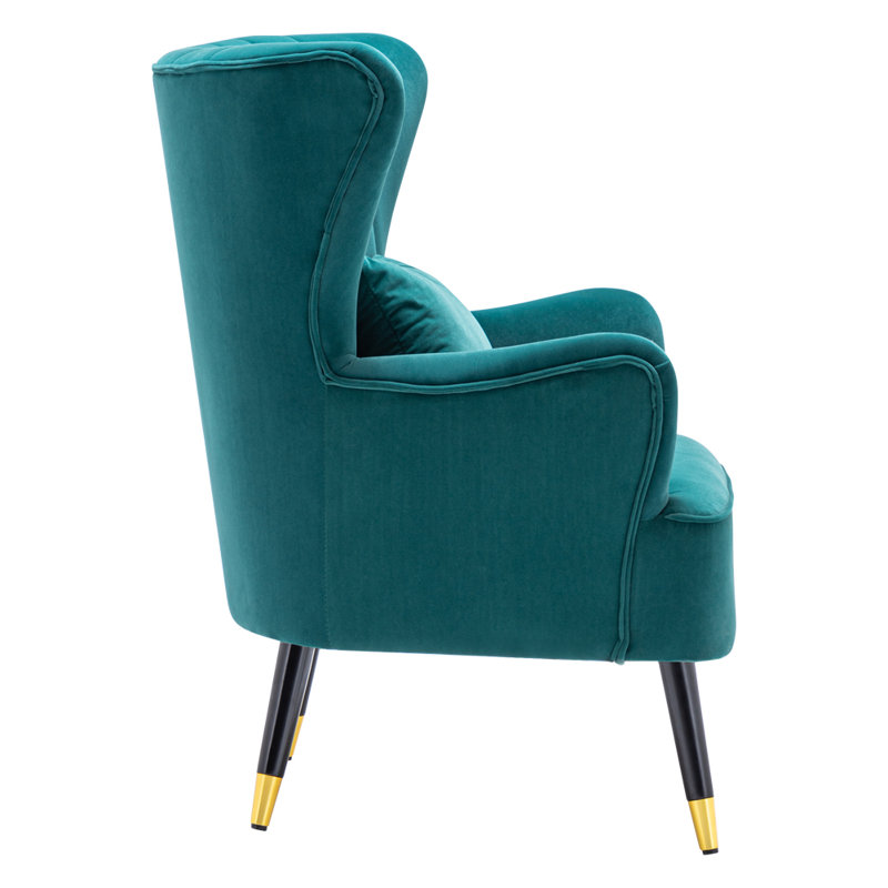 Devon Velvet Wingback Chair, Teal