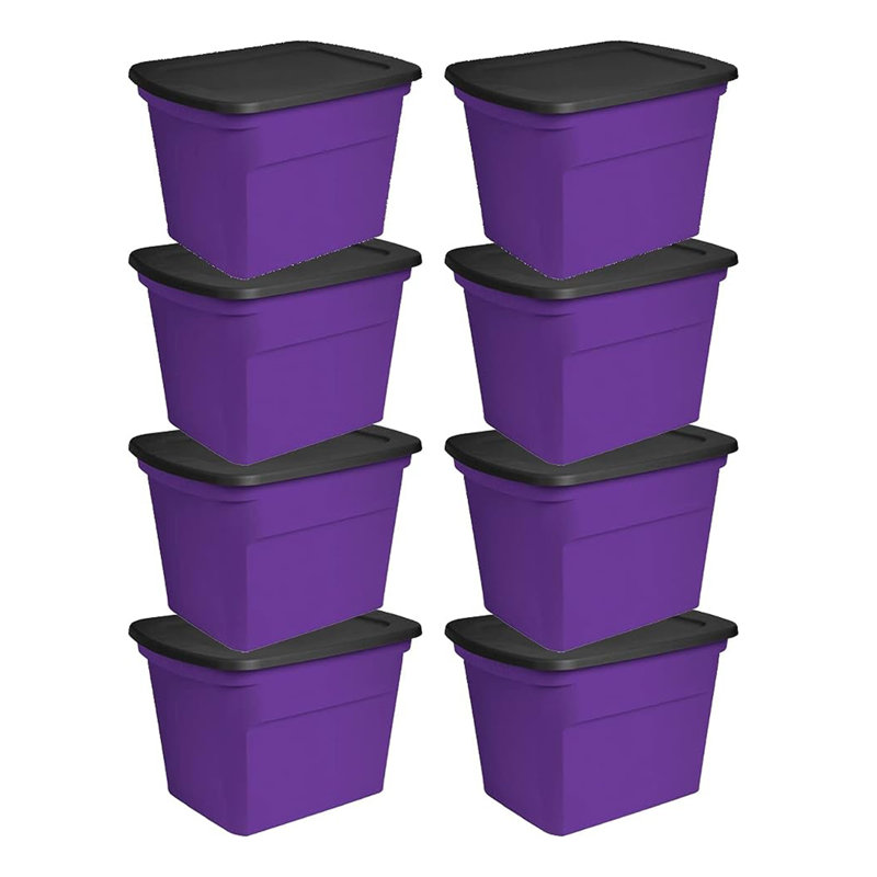 Plastic Tubs & Totes Set, Purple/Black, 16