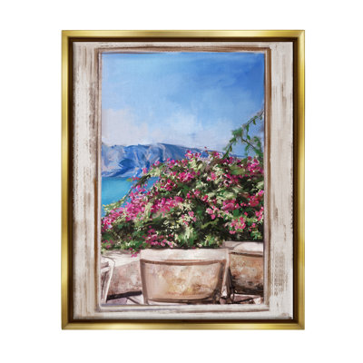 Scène de jardin à travers une fenêtre vue de mer par Ziwei Li - Peinture