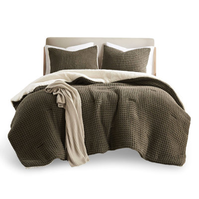 Waffle Texture Chenille Comforter Full/Queen - 100% Reversible Cozy And Soft