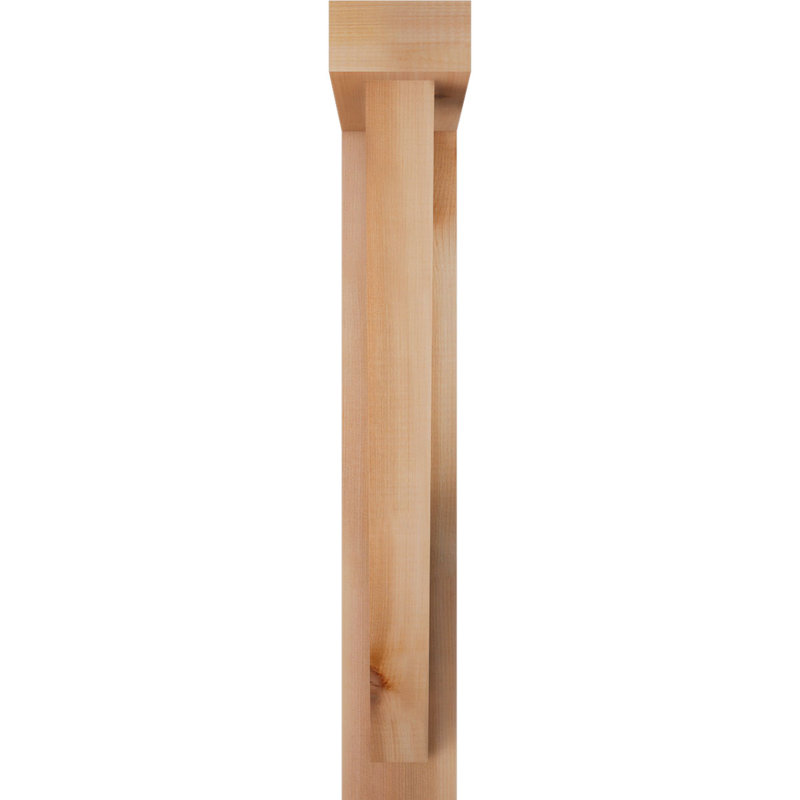 Traditional Block Bracket w/ Offset Brace, 26 x 18, 4"W Western Red Cedar (Rough Sawn)