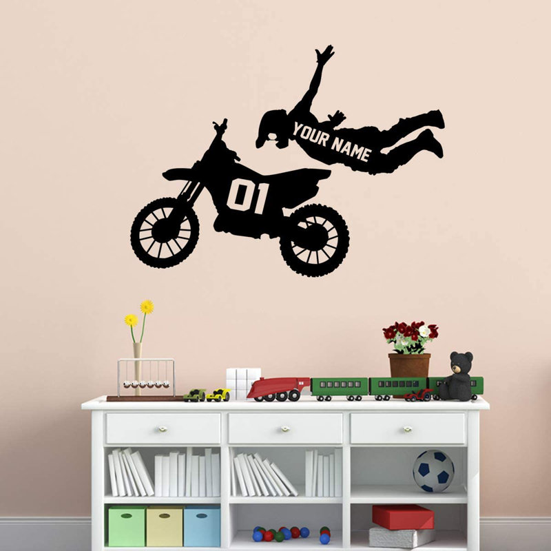 Adhésif décoratif «Dirt Bike Rider», Noir, H 18 po x l 22,5 po