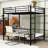 Full Over Twin Metal Bunk Bed With Charging Station, Desk And Storage Shelves-298086085