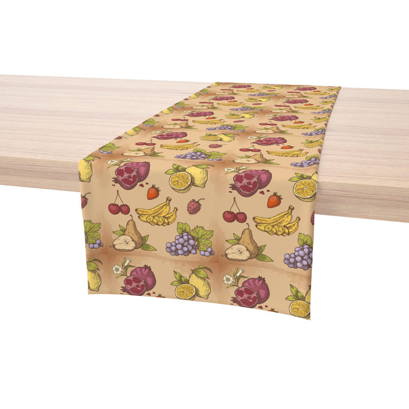 Table Runner, 100% Cotton, 16X108", Bunches Of Fruit, 108" L x 16" W