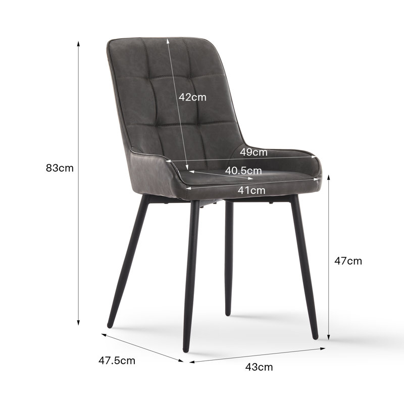 Edelgard Upholstered Metal Upholstered Back Side Chair, Grey