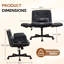 Chaise de bureau à pieds croisés avec accoudoirs réglables, siège rembourré large et coussin lombaire - Chaise pivotante en similicuir avec roulettes-1291052627