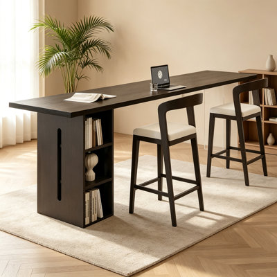 Bureau rectangulaire simple en bois massif noir