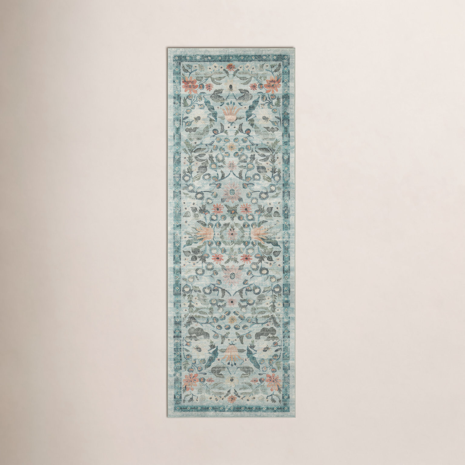 Rifle Paper Co. x Loloi Courtyard Sage Area Rug feat. CloudPile, Runner 2'6" x 9'6"