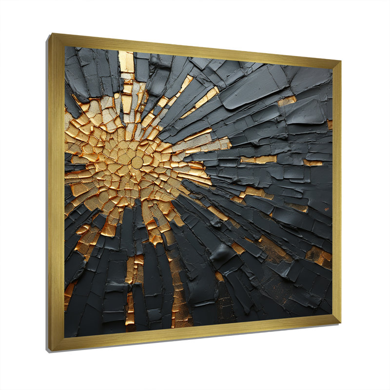 Black And Gold Abstract Meditation II On Canvas Print, Picture Framed, 30" H x 30" W, Gold