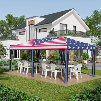 Tente pliante robuste de 3 m x 6 m - Moustiquaire incluse pour les fêtes en extérieur - Tente Blue Steel pour se protéger du soleil dans les zones difficiles d'accès