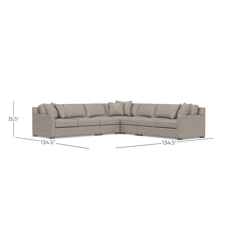 Bernhardt Kelsey 5-Piece Fabric Sectional, 35.5" H x 134.5" W x 134.5" D, Beige Polyester