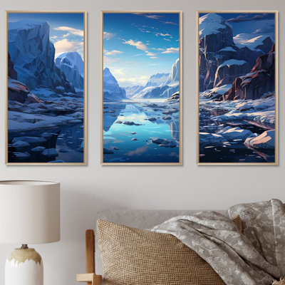 «Blue Winter Landscape In Greenland - Glacier», ensemble de décorations murales