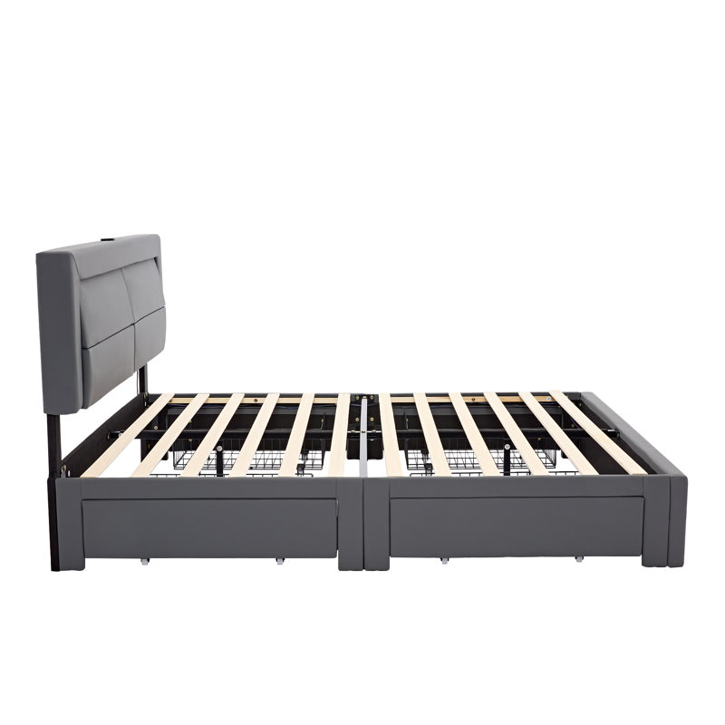 Dawsyn Upholstered Ottoman Storage Bed, European Double (140 x 200cm), Grey