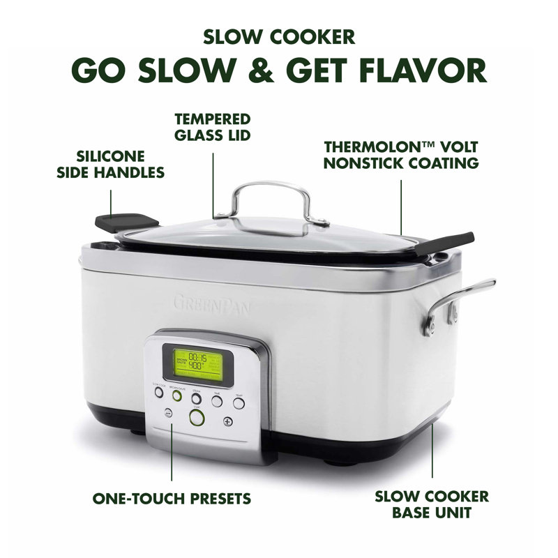 GreenPan Elite Ceramic Nonstick 6-Quart Slow Cooker, Cloud Cream
