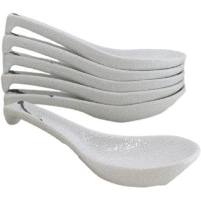 Pack Of 6 Yukino Hana Collection Asian Soup Spoons With Hook 5.75"L