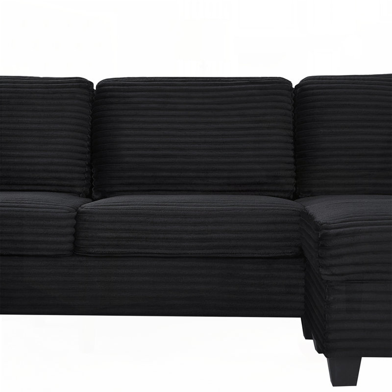 Sectional Sofa U-Shaped Sectional Sofa, Black