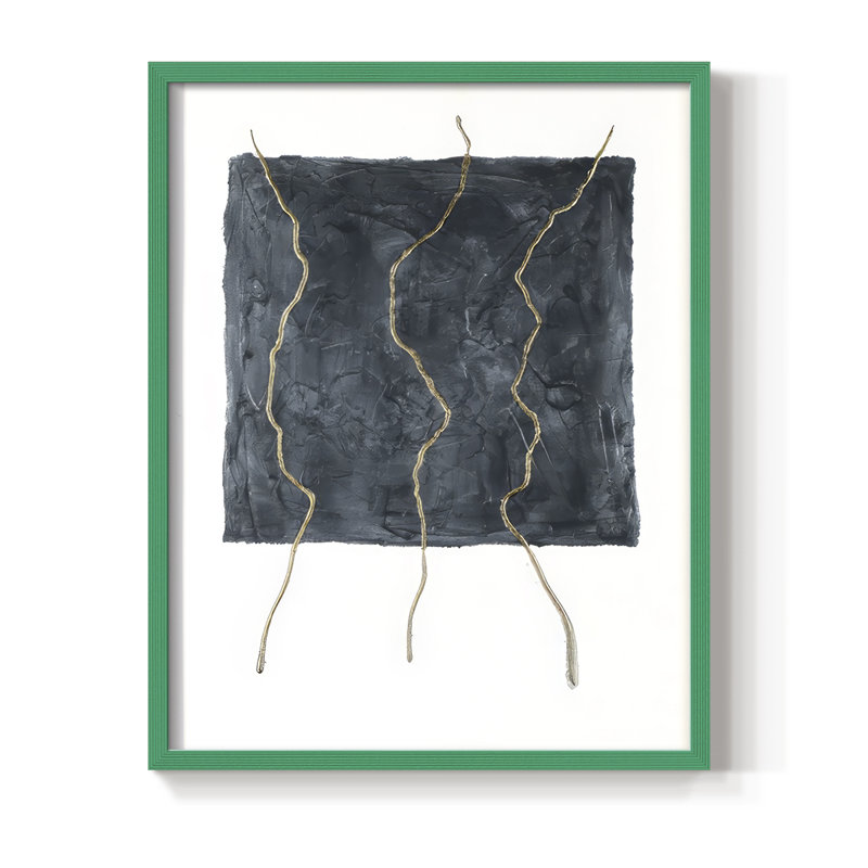 Divided Plot III Framed Print - Solid Wood, 11" H x 9" W, Green