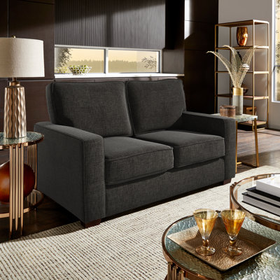 Beaulah Modern Fabric Upholstered Square Arm Loveseat