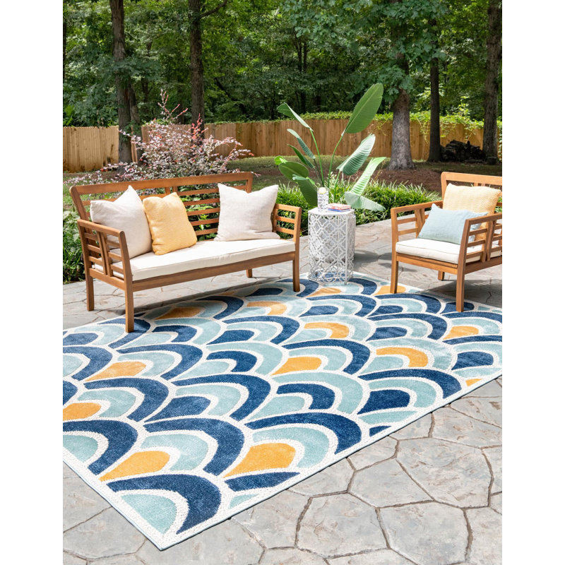 Hayworth Indoor/Outdoor Rug Blue, Rectangle 4' x 6'
