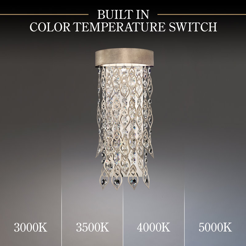 Pavona 1 Light Crystal LED Wall Sconce, Antique Silver