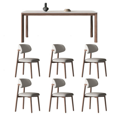 Solid wood rock plate dining table and chair set