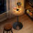 Bar Table, Round Cocktail Table with Multi-Coloured Lights and Glass Top, Large Steel Base