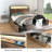 Rustic Brown Metal Bed Frame with 4 Drawers, LED Lights, Charging Station, and Storage Headboard-95981183