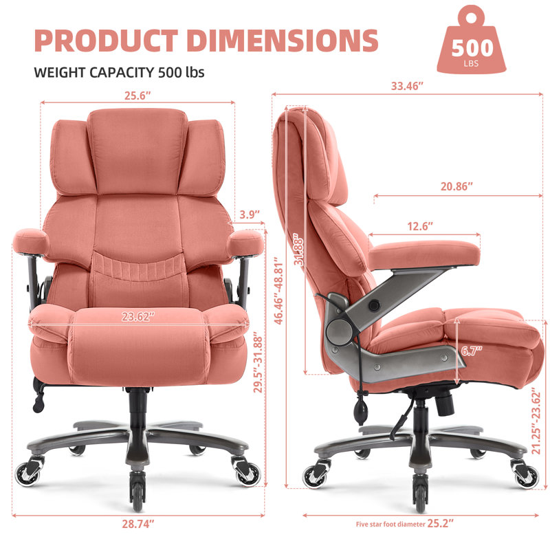Fauteuil de bureau ergonomique Wayfair Nagib, Rose