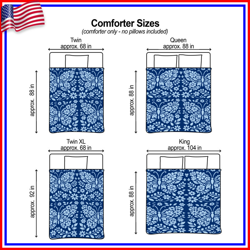 Butterfly Floral Pattern Comforter, Twin Extra Long