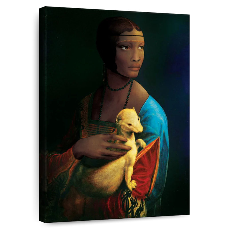 Leisha, la Dame à l'hermine, d'inspiration afro-américaine, H 48 po x l 32 po