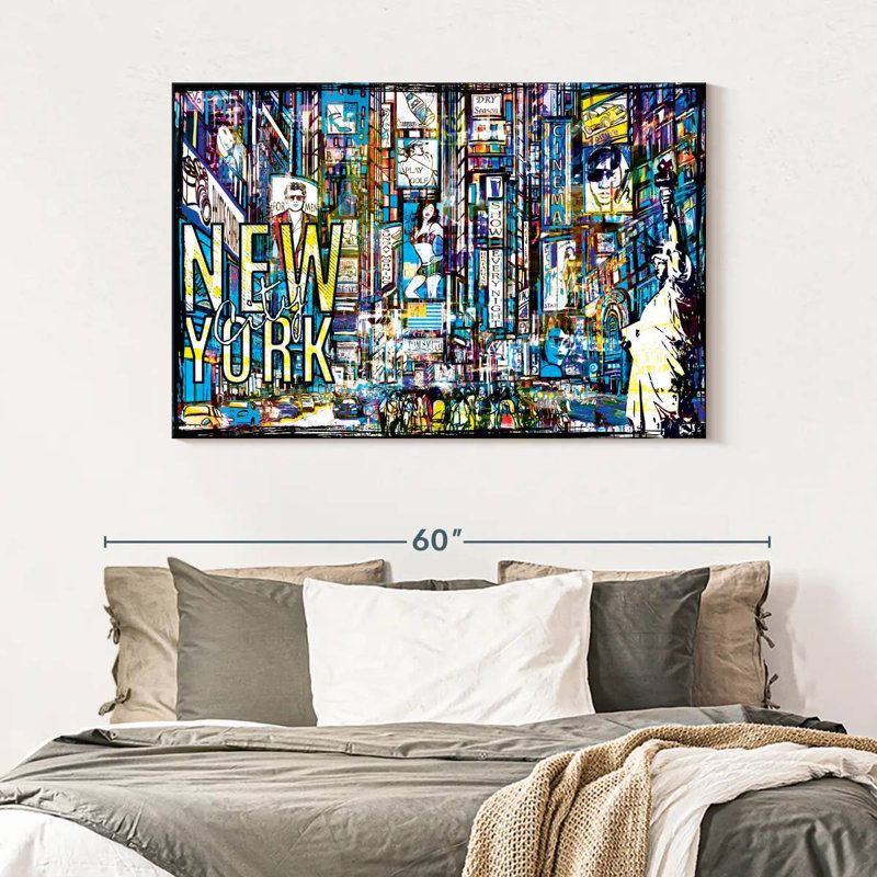 Illustration grunge de New York, H 32 po x l 48 po