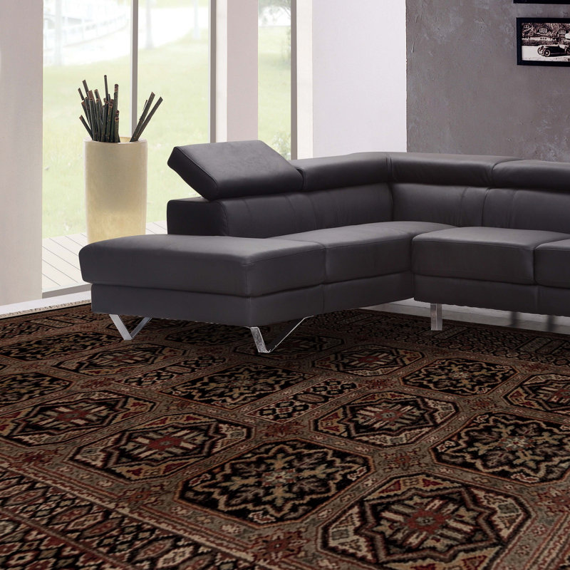 Hand-Knotted High-Quality Black and Black Area Rug