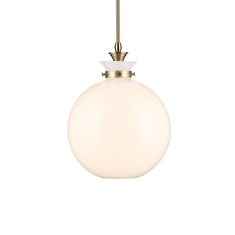 1 Light Pendant with Clear Glass, Bronze, Antique Cased Opal, 19.5" H x 15" W