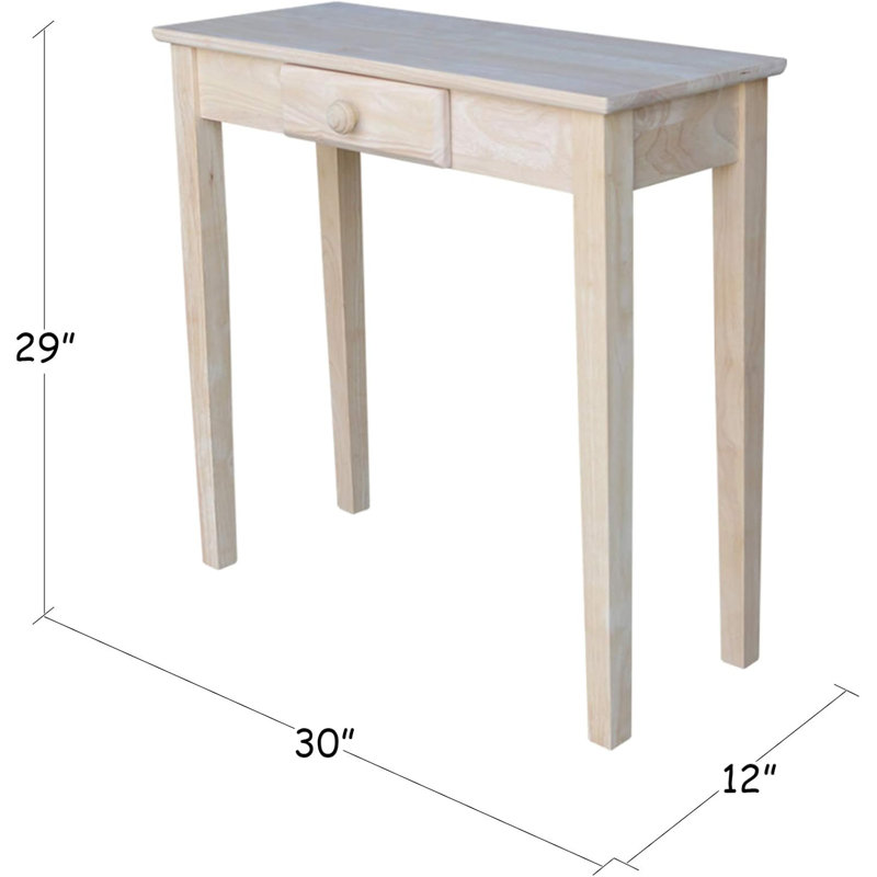 Solid  Rectangular Hall Table With Drawer, Unfinished Diy Furniture For Custom Painting Or Staining, Sturdy And Durable Design
