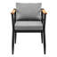 Chaises de patio d'extérieur en aluminium et teck avec coussins gris Florentine
