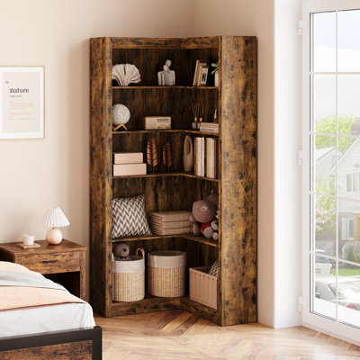 Corner Bookshelf, l Shaped Bookshelf 71.8", Large l-Shaped Bookshelf with Anti-Tipping Kit, Tall Corner Bookshelf with Storage for Living Room Home Office