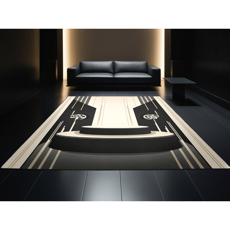 Tapis moelleux moelleux et moderne à motif podium Ephialtes, 8 x 10