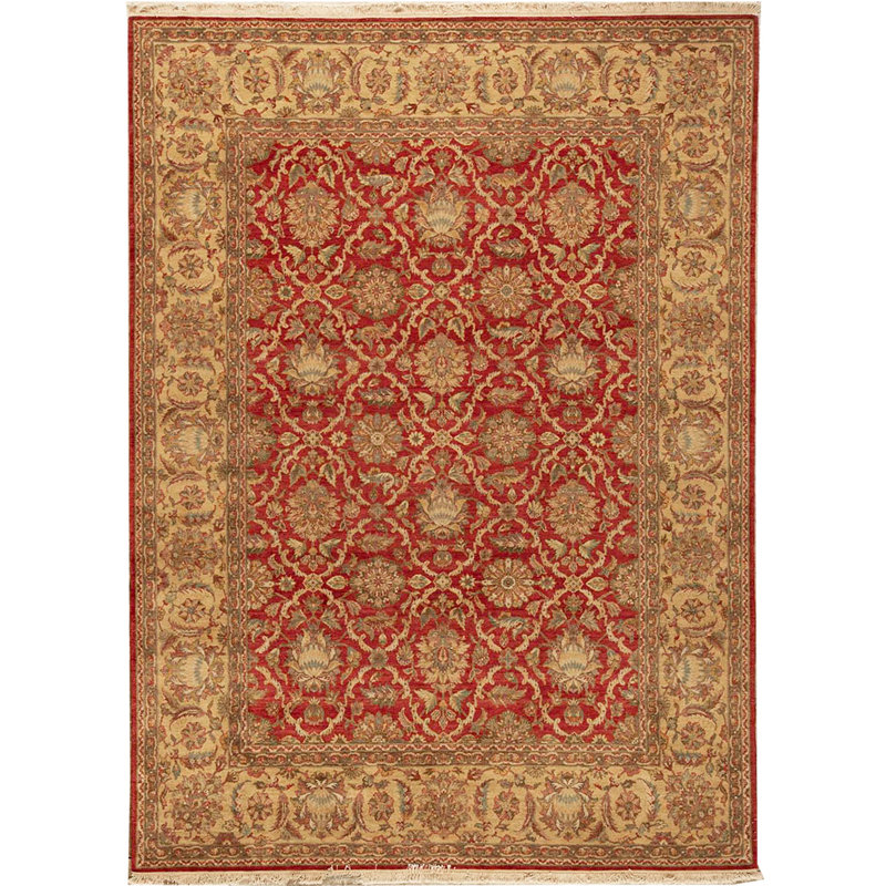 Tapis rouge et or de haute qualité noué à la main