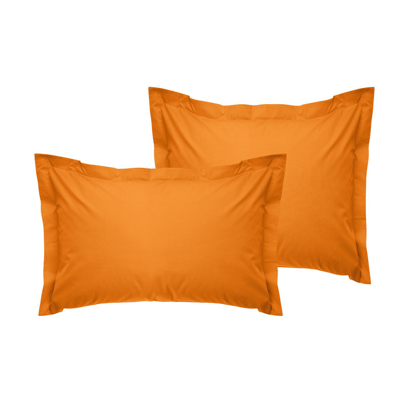 Premium 100% Cotton Oxford Pillowcase Set (2 Pieces) | Soft Orange, 19.7 x 31.5 inches | Envelope Closure, 155 Thread Count, Machine Washable | Perfect for Cozy Bedrooms & Luxurious Comfort