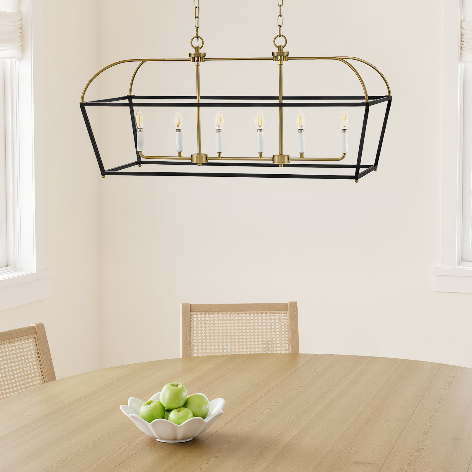 Tate 6-Light Chain-Hung Two-Tone Linear Chandelier